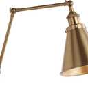 JONATHAN Y 7" Brass Gold Classic Industrial Metal Adjustable Arm LED Wall Sconce for Bedside Reading, Farmhouse Swing Arm Wall Lamp with Metal Shade, Hardwired (JYL7461A)