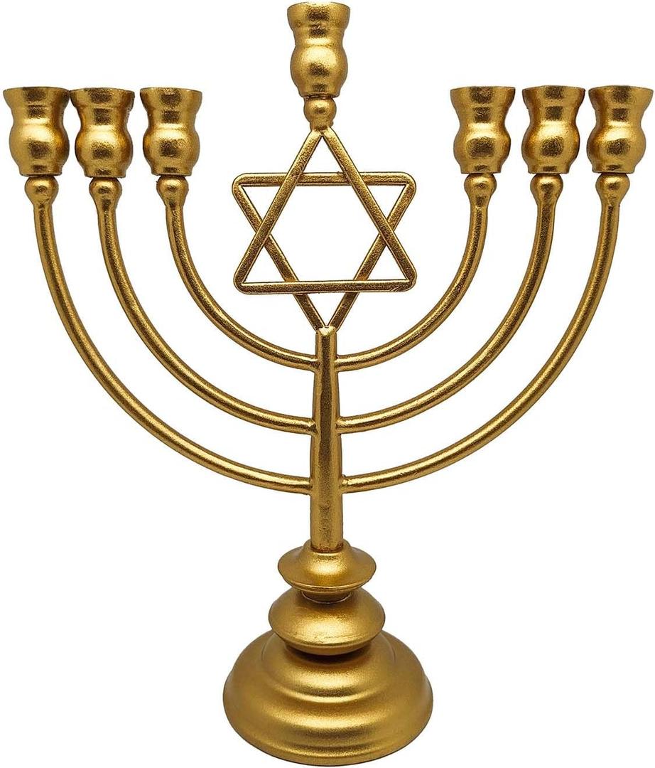 Hanukkah MenorahMenorah 7 Branch Candle Holder, Fits Most Standard Hanukkah Candles,Rustic Gold Finish
