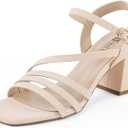 IDIFU IN3 Strappy Heels for Women Chunky Block Heels Square Toe Low Heels Wedding Prom Bride Bridal Party Dress Shoes for Women Comfortable Dressy Cute Trendy Heeled Sandals Short Thick Slingback Heels 10