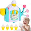 Bath Toys for Toddlers 3-5 Years, Bubble Ice Cream Maker Foam Bath Toys with Anti-Slip Buckle,Bathtub Bubble Machine Pretend Cake Play Set for Kids Boys Girls Age 3 4 5