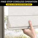 UNISHADES 100% Blackout Cordless Roman Shades for Indoor Windows & French Doors, 29 3/4" W 60" H - Blackout - Beige