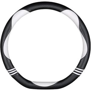 Car Steering Wheel Cover for BMW Srie 6 Series 6er Serie 6 M6 E63 E64 F06 F12 F13 G32 Leather Anti-Slip Steering Wheel Protector Cover Interior Accessories,D- Type-White