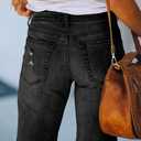Necooer Women Jean Shorts Ripped Casual Summer Mid Waist Stretchy Five Points Denim Jean Shorts (Black, M)