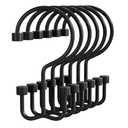 Bathway Shower Curtain Hooks Matte Black Shower Curtain Rings, 12 Pcs Double Hook Shower Curtain Hooks Rings Shower Curtain Hangers Rust Proof, Metal Shower Hooks for Bathroom Shower Curtain Rod