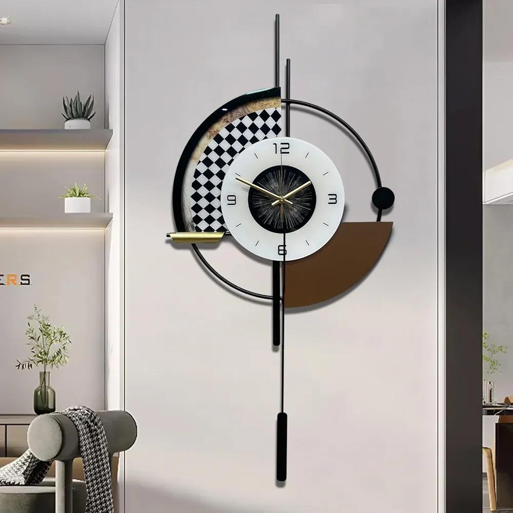 Large Wall Clock,Decorative Wall Clocks with Pendulum,Silent Quality Quartz Clock Battery Operated,Large Clock for Living Room,Kitchen,Home,Bathroom,Bedroom Wall Decor,16.5 * 31.5inch