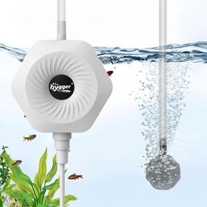 hygger Ultra Silent 1.5W Fish Bowl Aqaurium Mini Air Pump with Accessories, Oxygen Aerator Kit for Fish Tank 0.5-15 Gallon, Comes with 3/16 Inch Air Tubing, Air Stone, AC 110V/60HZ (White)
