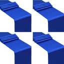 SiinvdaBZX 4 Pcs Royal Blue Satin Table Runner 12 x 108 inches Long, Bright Smooth Satin Wedding Table Runner Decorations for Birthday Parties, Buffet, Banquets, Graduations, Engagements