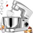 9.5 Qt Stand Mixer, 10-Speed Tilt-Head Food Mixer, Vezzio 660W Kitchen Electric Mixer with Stainless Steel Bowl, Dishwasher-Safe Attachments for Most Home Cooks (Silver)