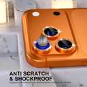 Choiche Compatible for iPhone 17 Pro/iPhone 17 Pro Max Camera Lens Protector Bling, 9H Tempered Glass Camera Cover Screen Protector Metal Ring Decoration Accessories (Glitter-Orange)
