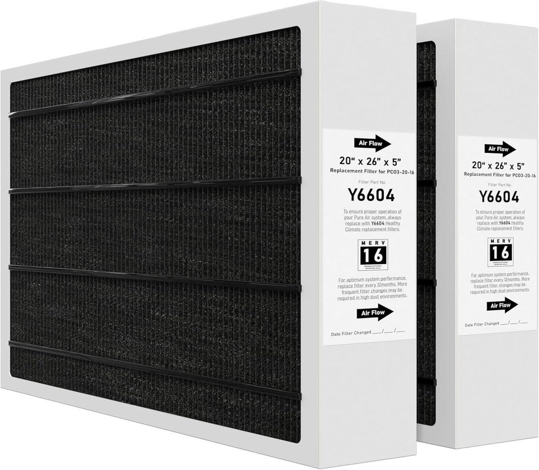 Y6604 MERV16 20x26x5 Furnace Replacement Filter Compatible with Lennox Y6604 PureAir PCO3-20-16 Air Purifier Cleaner Purification Systems, 2 Pack