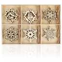 N&T NIETING 30PCS Wooden Christmas Ornaments, 3.2 Inch Unfinished Snowflake Cutouts Embellishments for Hanging Christmas Tree DIY Kids Craft Holiday Party Home Indoor Winter Boho Decor