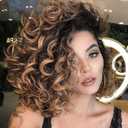 Brown Blonde Ombre Ocean Wave Crochet Hair 9 Inch Curly Braiding Ocean Wave Hair 7 Packs Deep Wave Short Wavy Crochet Braids Synthetic Hair Extensions for Women