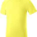 Boys' Rash Guard Swim Shirt, Toddler to Youth Kids UPF 50+ Sun Protection Short Sleeve Water Shirts for Beach Surf (XX-Large, Yellow)