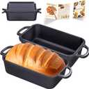Cast Iron Loaf Pan with Lid 95 Inch, Bread Baking Pans, Even Heat Distribution for Sourdough, Pre-Seasoned Dutch Oven Loaf Pan for Homemade Bread