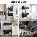 2-in-1 Magnetic Spice Rack & Paper Towel Holder for Fridge - 4 Hooks Kitchen Space Saver, Black Fridge Magnet Organizer