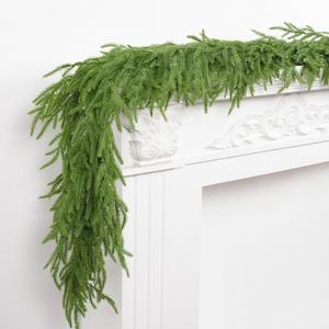 XmasExp Norfolk Pine Garland 6FT Real Touch Realistic Artificial Christmas Garland Decorations for Mantle Windows Indoor Outdoor
