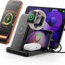 Multiple Devices Charging Station, 5-in-1 Charging Station for iPhone 17 Pro Max/Pro/16/15/14/13/12, iPad Pro/Air/Mini, Apple Watch and Airpods,Wireless Charging Dock(G805) (Black)