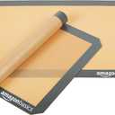 Amazon Basics Silicone Rectangular Baking Mat, Non-Stick Reusable Oven Bakeware, 16.5" x 11.6", New Beige/Gray, Pack of 2
