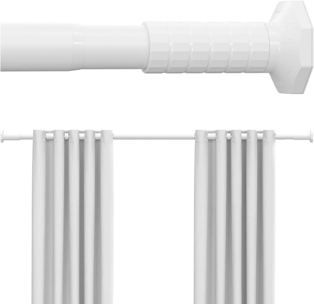Tension Shower Curtain Rod No Drilling, Adjustable 51-128 In, White