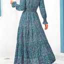 PRETTYGARDEN Women's Floral Maxi Dress 2026 Fall Long Sleeve V Neck A Line Long Flowy Spring Party Boho Dresses (M)
