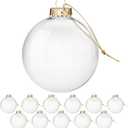 Clear Glass Ornaments for Crafts(3.15inch/80 mm, 12 Set) Large Fillable Hanging Ornaments for Christmas Tree Decor (Gold and Clear)