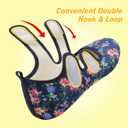 LeIsfIt Womens Slippers Adjustable Diabetic Slippers Wide Soft Arthritis Edema House Shoes Warm Fuzzy Slipper Socks with Rubber Sole (5.5-6.5, Navyflower)