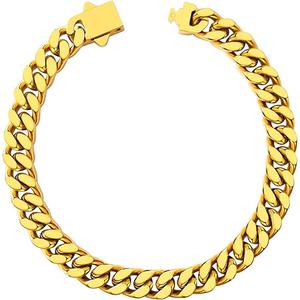 Stainless Steel Bracelet for Men Women, Stylish Cuban Link Bracelets, Black/18K Gold Plated, W:4.8mm/6mm/10mm/14mm, L:19cm/21cm, Come Box