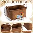 Boao 3 Pcs Dog Toy Wicker Storage Basket with Handle 15"x 11" x 7.9" Brown Handmade Rattan Woven Laundry Basket for Organizing Shelf Blanket Clothes Toy Car Bedroom Room Storage