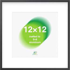 FrameWorks 12x12 Matted to 8x8 Picture Frame  Aluminum Frame w/Tempered Glass, Removable Mat for Photos, Posters, Art, Stylish Wall Frame for Home Decor, Gallery Walls, Office, Living Room - Black