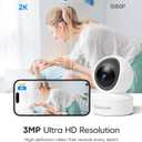 2 x VSTARCAM 2K Indoor Security Camera, 3MP Pet Camera with Phone App, 360 Pan/Tilt Dog Camera for Home Security, AI Human Detection, Color Night Vision, 2-Way Audio, Support 256GB SD Card, 2.4G WiFi