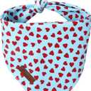 Valentine's Dog Bandana, UP URARA PUP Soft Cotton Adjustable Pet Scarf for Small, Medium, and Large Dogs, Cute and Comfortable Dog Accessory,L