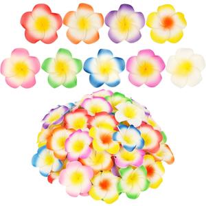 ATTGREAT Artificial Plumeria Flowers Bulk 9 Colors Small Fake Flower Heads Foam Frangipani Petals Floral Craft for Hair Wreath Leis Hat Home Wedding Hawaiian Luau Aloha Party Decoration