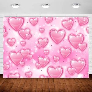Pink Heart Early 2000s Backdrop Y2K Party Decorations,90s Old School Backdrops for Glamour Photoshoot Women 18th 30th Birthday Banner Background Girls Kids Portrait Selfie Props 10x7ft