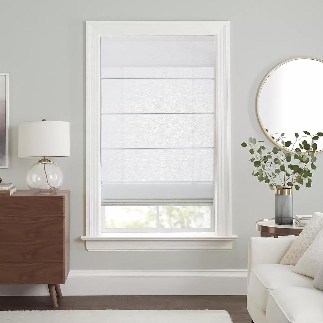 Cordless Roman Shades for Windows, White, 45x64 | Light Filtering Fabric Provides Soft Sunlight Control, Privacy, And Elegant Style For Bedrooms, Offices, And Living Spaces