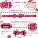 Maca Bates Valentine's Day Dog Collar with Fancy Bow for Extra Large Girl Boy Dogs,Tiedyed Love Hearts Pattern,Adjustable Durable Soft Valentine Gift for Female Male Puppy (XL)