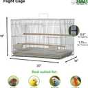 A&E Cage Co 504 Flight Bird Cage for Finches & Parakeets, 30"x18"x18" White | 2 Slide-Up Feeder Doors, Wood Perch, Slide-Out Cleaning Tray, Carry Handle, Safe Bar Spacing for Small Birds
