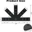 2pcs 24"x13.5" Gable Plate Black, 12:12 Pitch Pergola Truss Roof Steel Bracket for Wood 4x4/6x6, Heavy Duty Powder Coated Gable Bracket