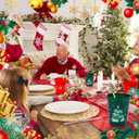 Ainibar 24 Pack Christmas Party Cups - 16oz Red, Green & White Stadium Cups with 24 Paper Straws, Festive Designs for Holiday Celebrations