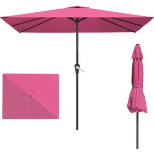 6.5' x 10' Rectangular Patio Umbrellas for Outdoor, Outdoor Table Umbrella, Large Outdoor Patio Umbrellas with 6 Sturdy Ribs for Pool, Garden, Deck & Market (Rose Pink)