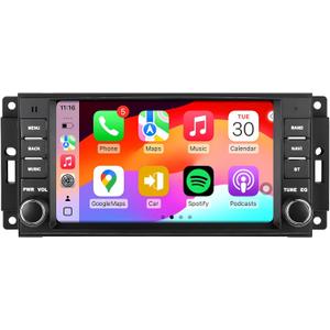 5G WiFi(6) Car Radio for Jeep Wrangler 2007-2018 Chrysler Dodge Ram 1500, Android13/Wireless CarPlay/Android Auto/ 7inch Touch Screen/GPS Navigation/Bluetooth/FM/HD Backup Camera (2+64)