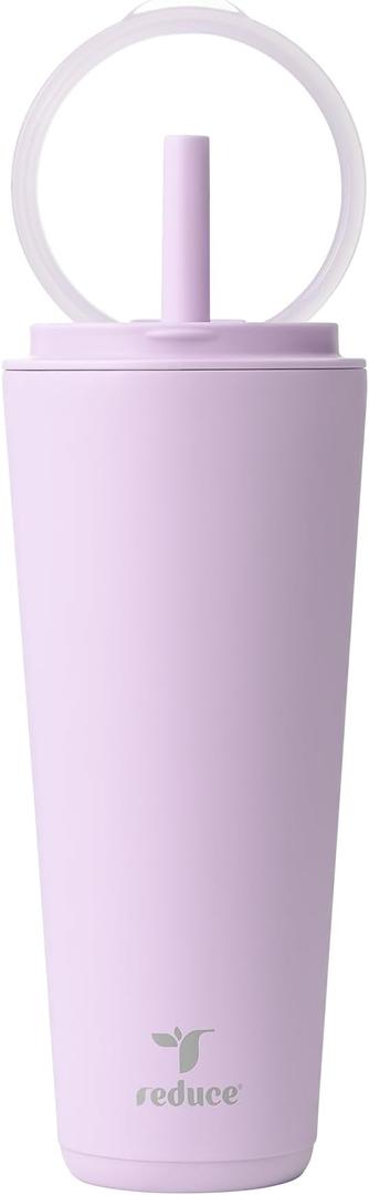 REDUCE Halo 32 oz Stainless Steel Vacuum Insulated Tumbler - Spill Proof Travel Mug with Flip Handle Lid - Keeps Drinks Cold for 32 Hrs - Dishwasher Safe - Cupholder Friendly - Lilac Bud