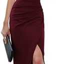 Sarin Mathews Women's One Shoulder Long Formal Dress Sexy Summer Sleeveless Bodycon Ruched Wrap Split Cocktail Dresses M