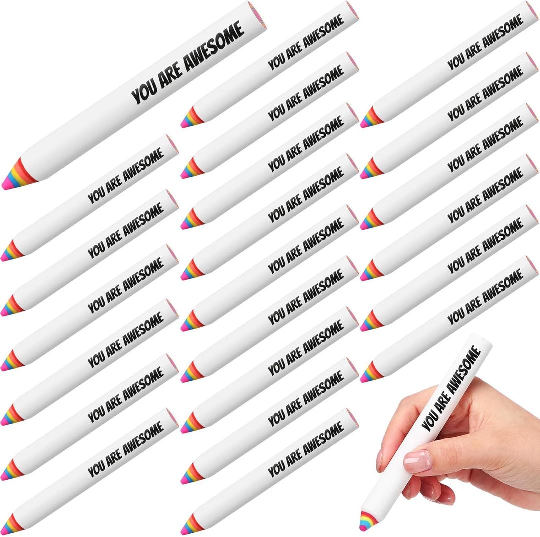 25 Pcs Large Size Rainbow Pencil Shaped Erasers Cute Pencil Erasers Back to School Gift for Students Office School Classroom Prize Gifts Supplies