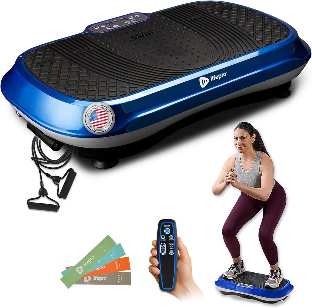 Lifepro Waver Vibration Plate Exercise Machine  High-Intensity Vibration for Muscle Activation, Full-Body Workout Vibrating Platform with Loop Bands, Fitness Equipment for Strength Toning & Fat Loss (Blue)