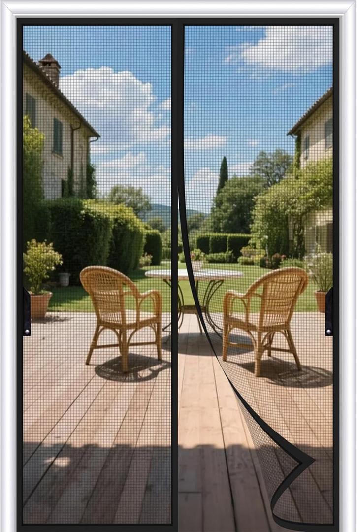 FEGO Magnetic Screen Door Fit Door Size:38"x82", Screen Itself Size 40"x83", Enjoy Breeze, Hands Free Entry, Reinforced Fiberglass Mesh Anti-Tearing, Pet & Kid Friendly, Strong Magnets for Patio/Front