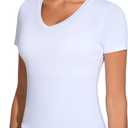 THE GYM PEOPLE Women's V-Neck Crop Workout T-Shirts Slim Fit Yoga Tee Tops | Slim Fit T-Shirts, V-Neck, Crop Length Tee Tops, Soft and Breathable, Stretchy and Lightweight, For Workout, Yoga and Daily, XL