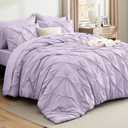 Bedsure King Size Comforter Set Light Purple - Bed in a Bag Bedding Set 7 Pieces, GentleSoft Pintuck Bed Set Gift for Family, Pinch Pleat Light Purple Comforter with Sheets, Pillowcases & Shams