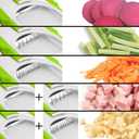 Starfrit Pump'n'Slice - Vertical Mandoline, Food Chopper, Slicer - Precision Adjustable Slicing, Julienne, Dicing - Safe Enclosed Blades, Fold for Storage - High Efficiency Spring Pump - Cleaning Tool
