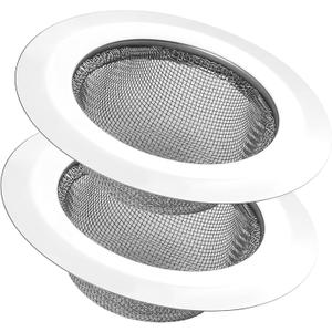 2Pcs Kitchen Sink Strainer, Stainless Steel Mesh Sink Drain Cover, Large Wide Rim 4.5" Diameter Sink Drain Strainer Basket Catcher