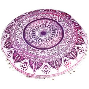 INDIAN CRAFT CASTLE Meditation Floor Pillow Cover, Large Pillows Cover Seating for Adults and Kids, Bohemian Cushion Cover for Fireplace Yoga Living Room Sitting 22 Inches (Pink)
